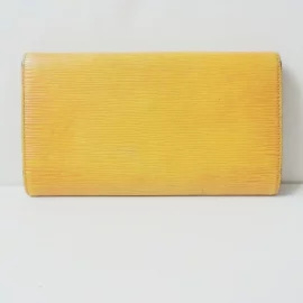Louis Vuitton Leather Jaune Wallet Portefeuille Tresor International Long Black